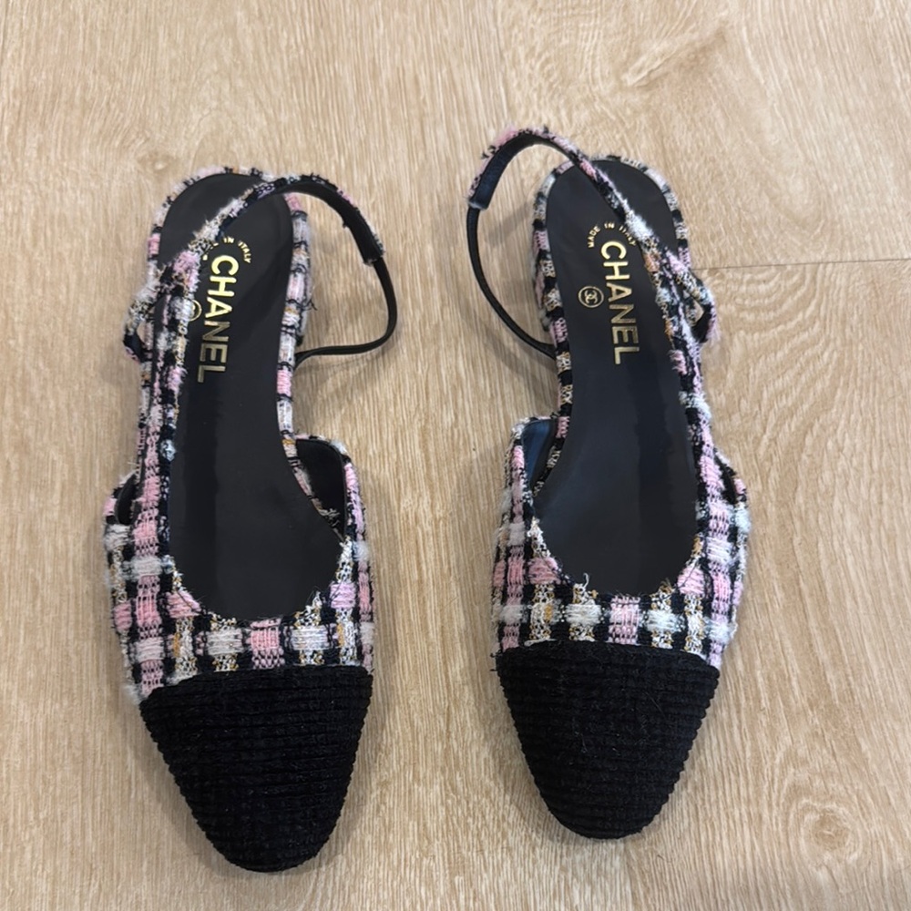 Chanel Tweed Slingback flats